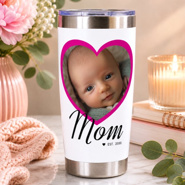 Botella Aislada Mamá Estableció Guión Corazón Rosa Foto Blanca (Subido por el creador)