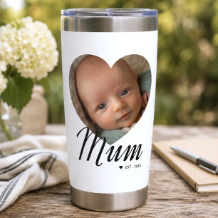 Botella Aislada Mamá Estableció Letra Corazón Foto Blanca