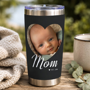 Botella Aislada Mamá Estableció Letra Corazón Foto Negra