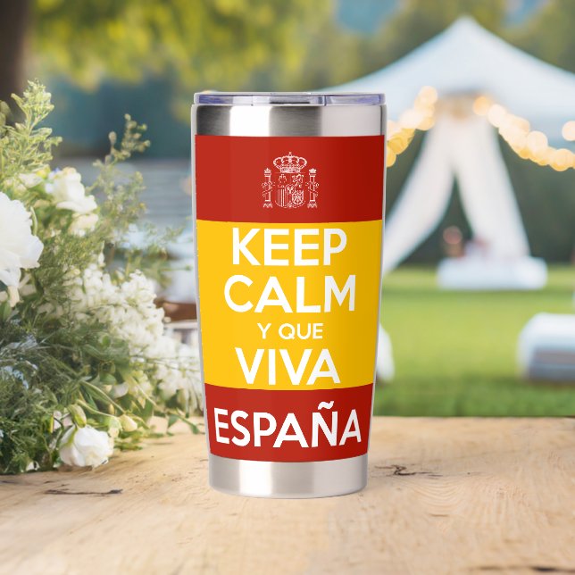 Botella Aislada Mantén la calma y que viva España (Boda (girado))