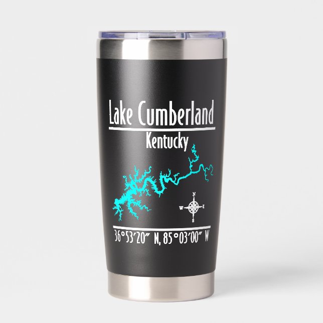 Botella Aislada Mapa de coordenadas del lago Cumberland Kentucky (Frente)