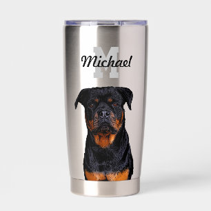 Botella Aislada Mascota de perro de Rottweiler Monograma Perro de