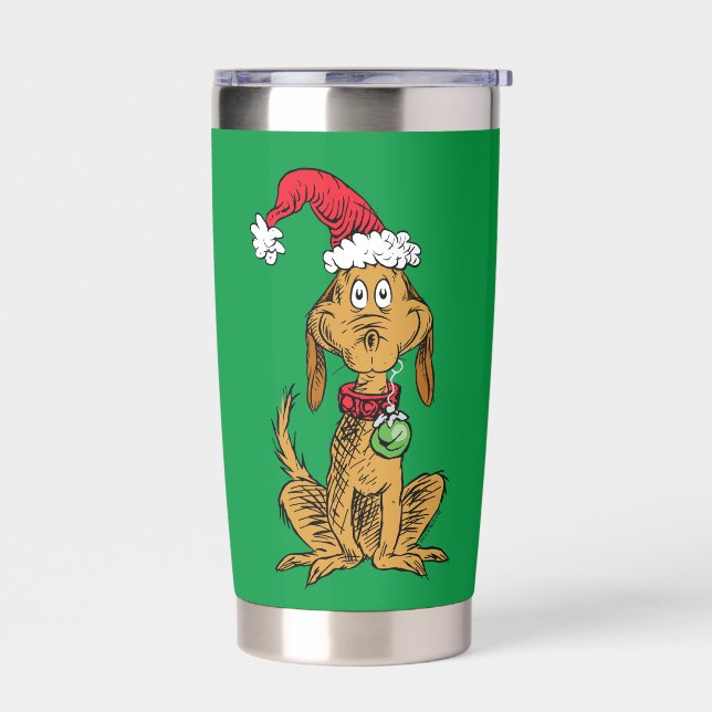 Botella Aislada Max el perro con sombrero de Santa (Izquierdo)