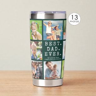 Botella Aislada MEJOR PAPÁ DEL MUNDO 13 Fotos Personalizado Verde