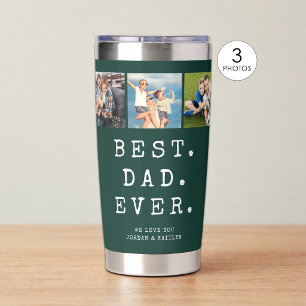 Botella Aislada MEJOR PAPÁ DEL MUNDO 3 Fotos Personalizado Verde