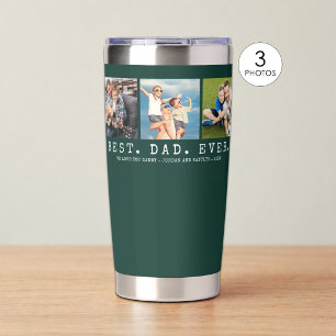 Botella Aislada Mejor PAPÁ del MUNDO 3 Fotos Personalizado Verde