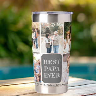 Botella Aislada Mejor papá del mundo collage de 9 fotos personaliz