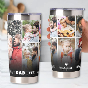 Botella Aislada Mejor Papá Personalizado Collage de 8 Fotos Padre