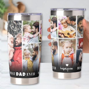 Botella Aislada Mejor Papá Personalizado Collage de 8 Fotos Padre