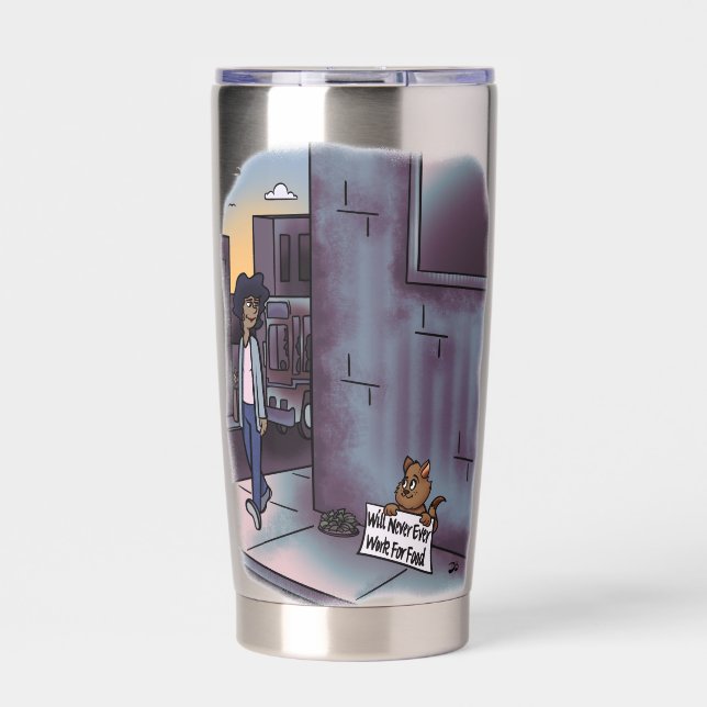 Botella Aislada Mendigar Tumbler aislado de gato (Frente)