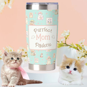Botella Aislada Mint Purrfect Mom Cat Boho Spring Gorras