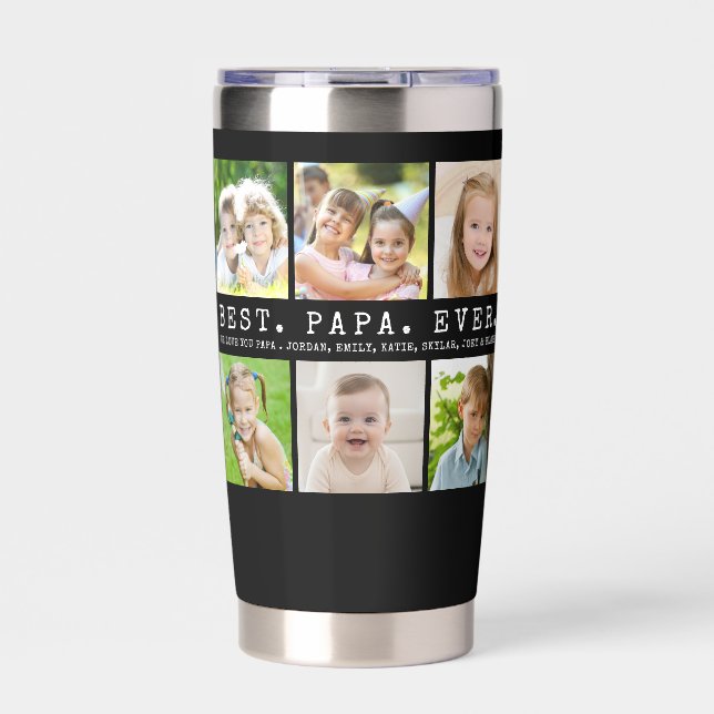 Botella Aislada Modern BEST PAPA EVER 12 Photos Personalized (Frente)