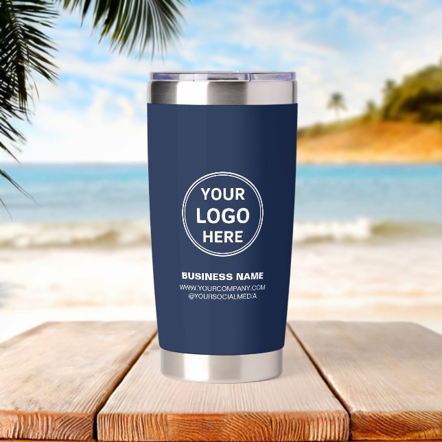 Botella Aislada Modern Personalized Logo Navy Blue Business (Playa (girada))