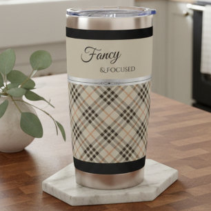 Botella Aislada Moderno Plaid Beige Elegante y Enfocado de Boutiqu