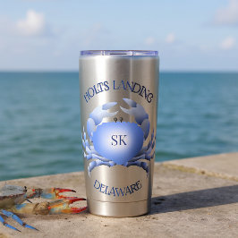 Botella Aislada Monograma de azotes con cangrejo azul