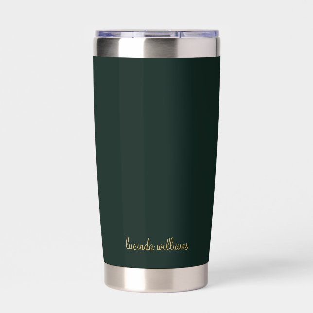 Botella Aislada Monograma de carbón vegetal verde y guión dorado (Frente)