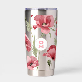 Botella Aislada Monograma de flor silvestre Rosa Poppy Grande Romá