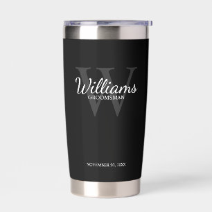 Botella Aislada Monograma de guión personalizado y Groomsmen de no