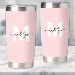 Botella Aislada Monograma de Nombre Femenino Rosa Sonrojado
