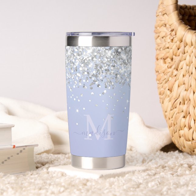 Botella Aislada Monograma del Purpurina plateado lujoso morado hol (Sala de estar)