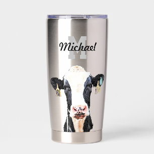 Botella Aislada Monograma Holstein Cow Dairy Farm Livestein