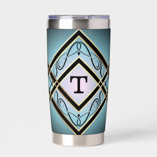 Botella Aislada Monograma moderno Art Deco Blue Elegant