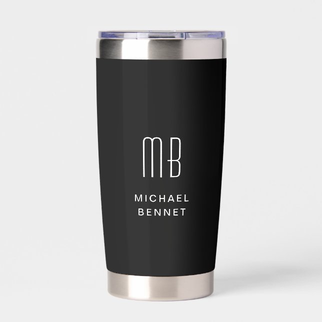 Botella Aislada Monograma moderno negro (Frente)