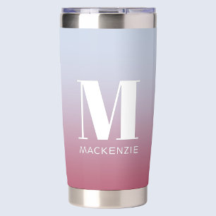 Botella Aislada Monograma Nombre inicial Gradiente Azul rosa