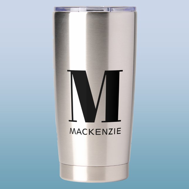 Botella Aislada Monograma Nombre inicial simple (Simple monogram initial name personalized insulated tumbler)