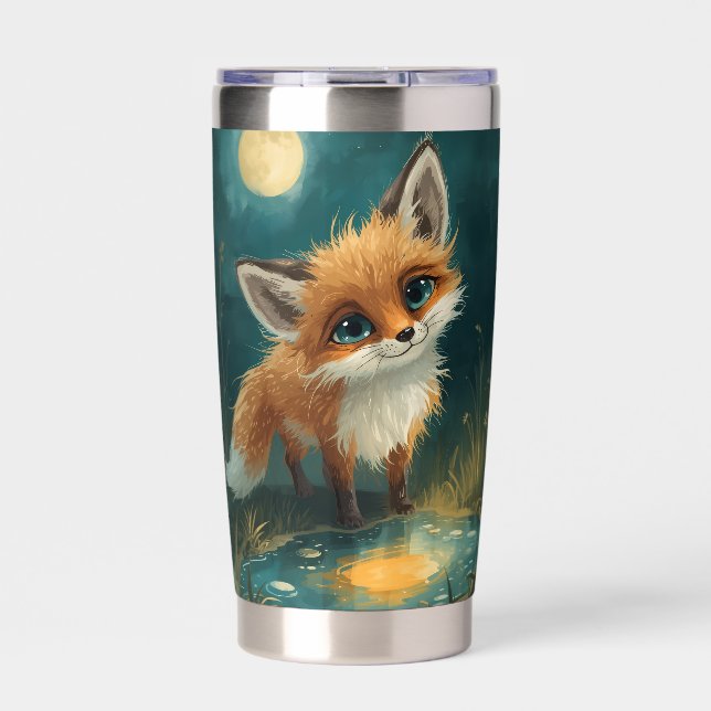 Botella Aislada Moonlit Fox, Night Forest  (Frente)