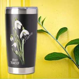 Botella Aislada Nacimiento Flor Mes Enero Nombre de Snowdrop