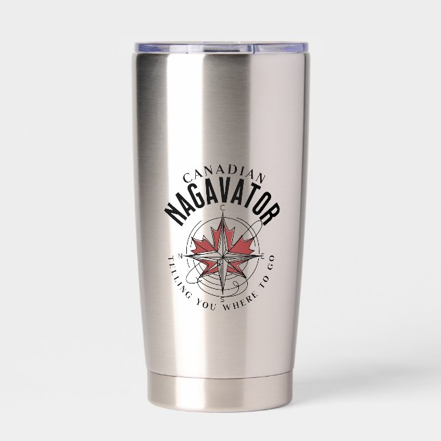 Botella Aislada Nagavator canadiense te dice dónde ir al tumbler (Frente)