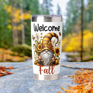 BOTELLA AISLADA NARANJA ADORABLE FALL GNOME CON BOMBA AUTUMNA