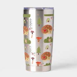 Botella Aislada Naturaleza Cuidada Hedgehog Patrón Arcoiris Floral