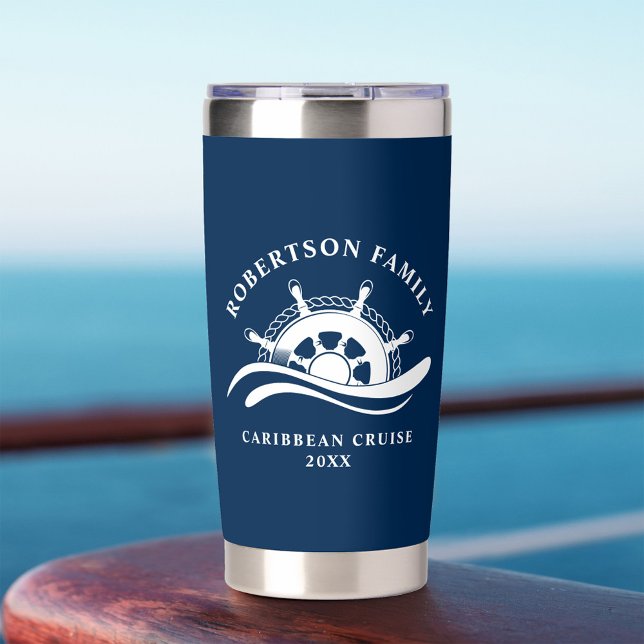 Botella Aislada Nautical Family Cruise Ship Wheel Navy Blue (Subido por el creador)