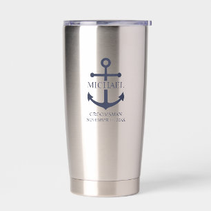 Botella Aislada Nautical Navy Blue Anchor Personalizado Groomsmen