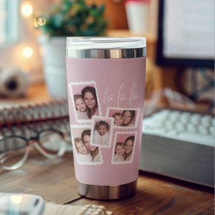 Botella Aislada Navidad Multi Foto “Fa La La” Rosa Moderna