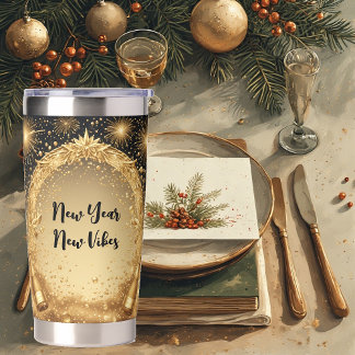 Botella Aislada New Year New Vibes Midnight Gold Champagne Sparkle