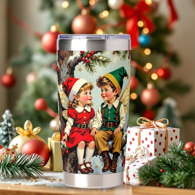 Botella Aislada Niños hadas élficas vintage de Navidad  (Subido por el creador)