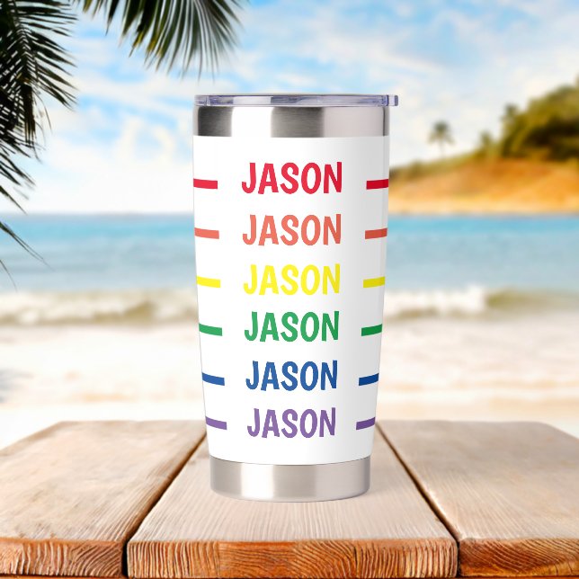 Botella Aislada Nombre de arcoíris personalizado  (Playa)