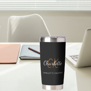 Botella Aislada Nombre de las iniciales del monograma blanco negro