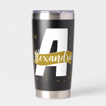 Nombre de monograma personalizado negro blanco dor