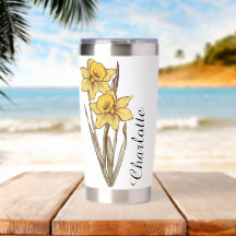 Nombre de Narciso Personalizado Floral Acero Inoxi
