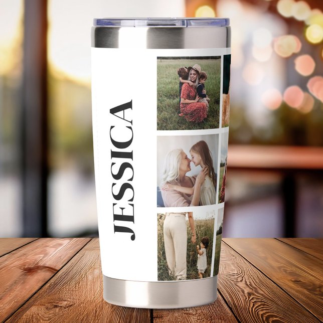 Botella Aislada Nombre personalizado de Collage de fotos moderno (Subido por el creador)