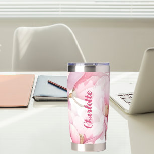 Botella Aislada Nombre personalizado de floros rosados