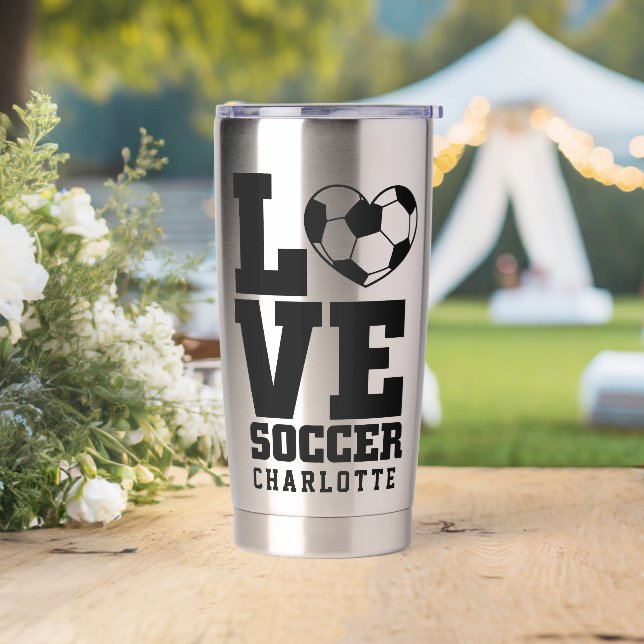 Botella Aislada Nombre personalizado de Guay Modern Soccer Love (Boda)