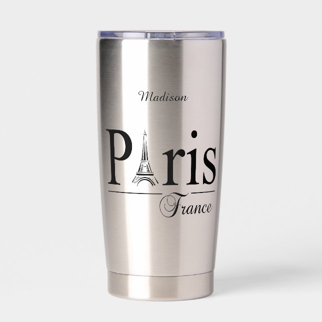 Botella Aislada Nombre personalizado de París Francia (Detrás)