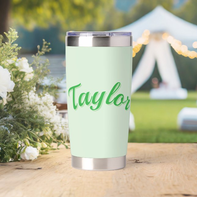 Botella Aislada Nombre Taylor En Verde, (Boda (girado))
