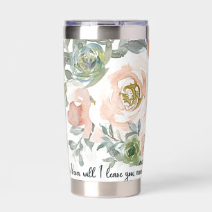 Botella Aislada Nunca te dejaré Flora acuarela rosa cristiana