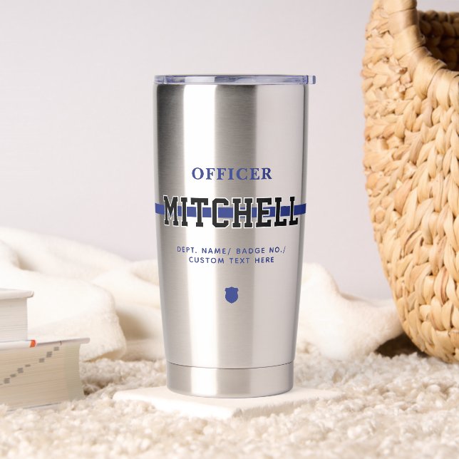 Botella Aislada Oficial de Policía Personalizado Línea Azul Delgad (Sala de estar)